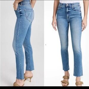 MOTHER Blue Ankle Cropped Jeans with Slim Fit